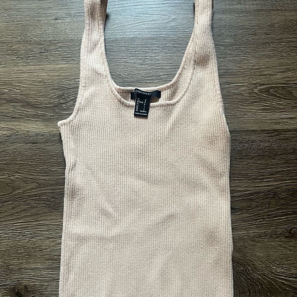 Forever 21 Ribbed Beige Tank Top